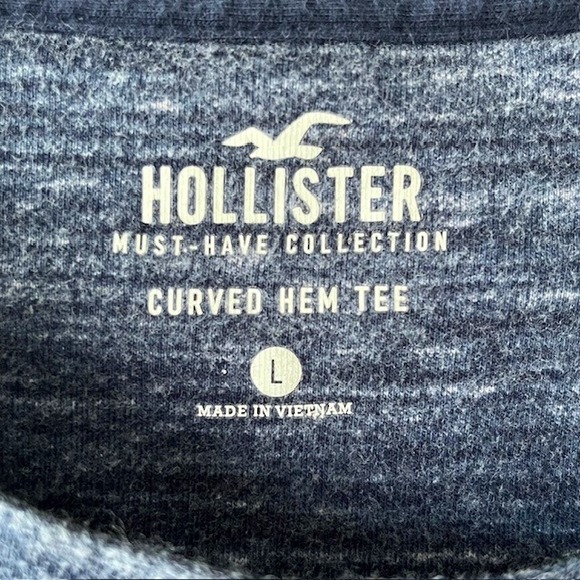 Hollister Men's‎ T-Shirt L Heather Blue Must Have Collection Curved Hem Tee - Picture 4 of 7